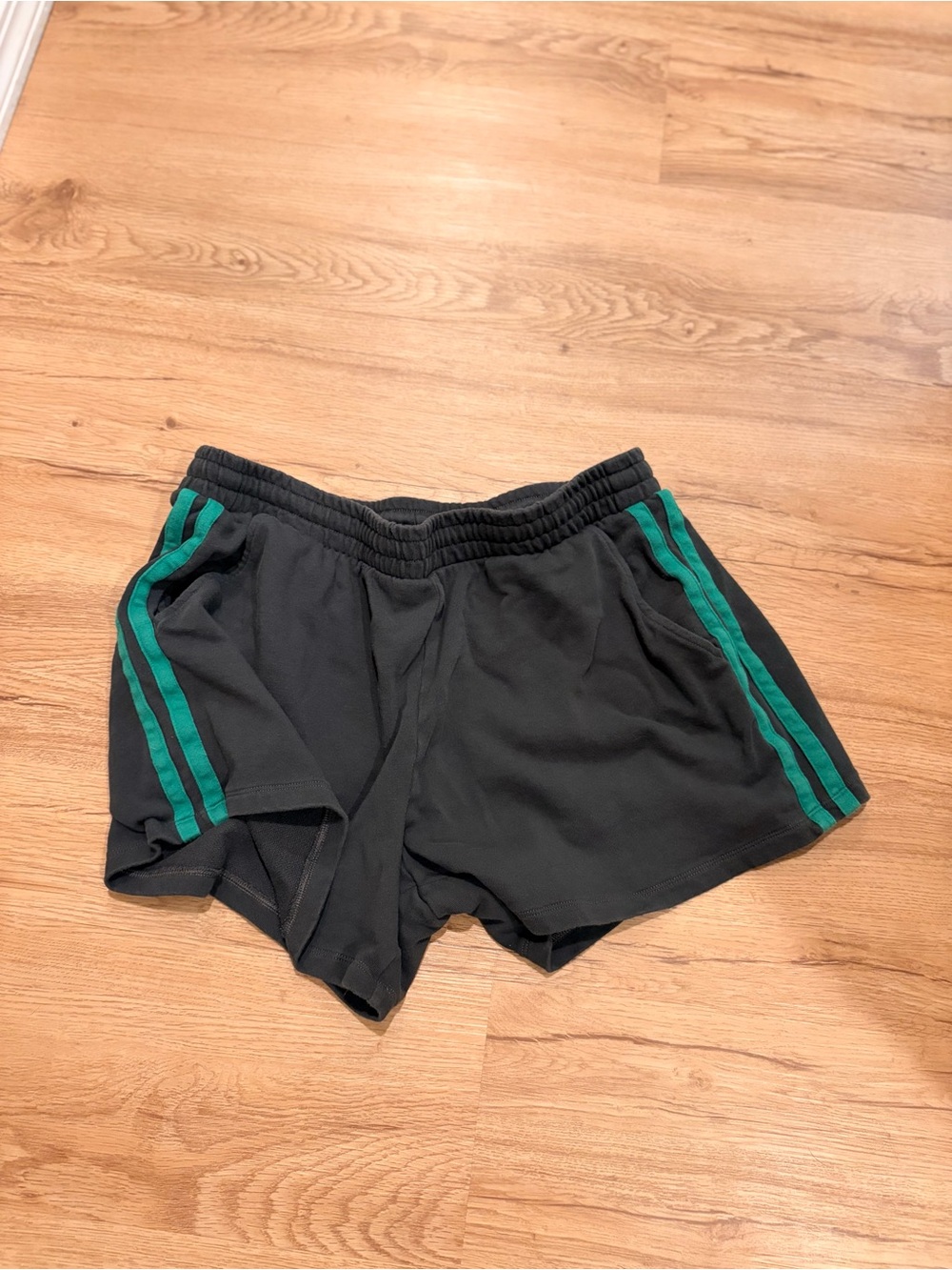 Old Navy Black Drawstring Lounge Shorts with Green Accent